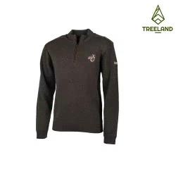 Pull en laine col zippe motif sanglier treeland L