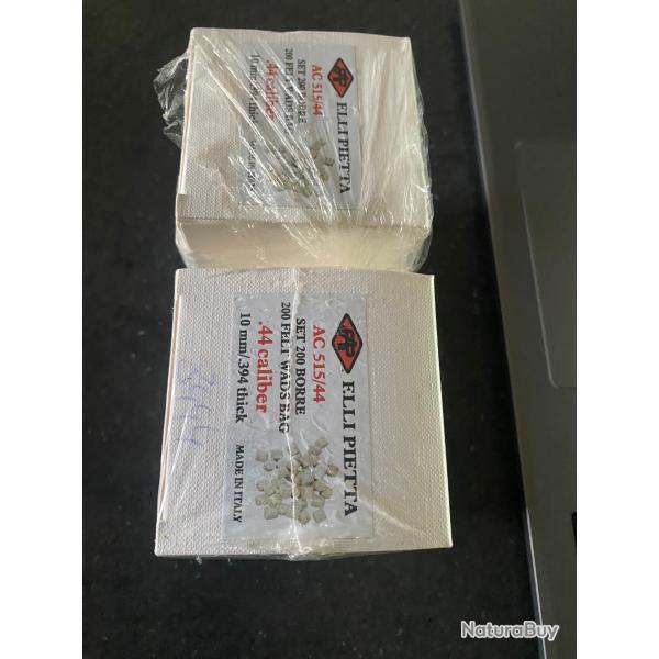 F.LLI PIETTA Lot de 2 boites de 200 bourres Feutre cal.44 neuves sous blister