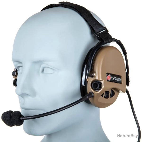 Casque Anti-bruit Actif Tac-Sky Pro Back Headband WYS0149  Flat Dark Earth