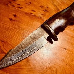 Couteau chasse Damas  - Manche Palissandre - Skinner