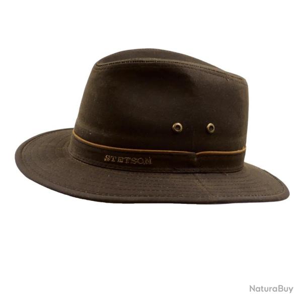 Chapeau Traveller l�ger coton cir� marron fonc� 60
