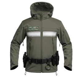 Blouson Softshell kaki GARDE CHAMPETRE / POLICE RURALE + capuche L