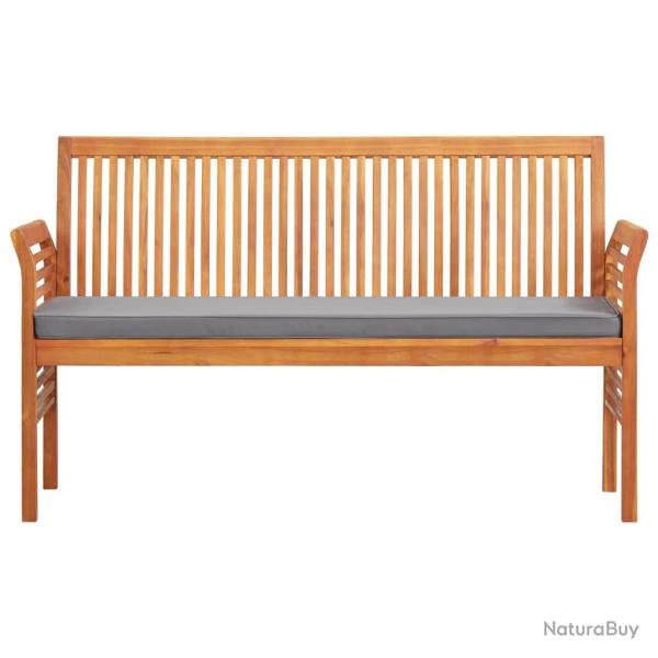Banc de jardin 3 places avec coussin 150cm Bois d'acacia massif