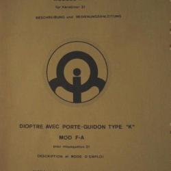 notice DIOPTRE WF pour mousqueton K31 K 31 14 pages en FRANCAIS (envoi par mail) -  (m2834)