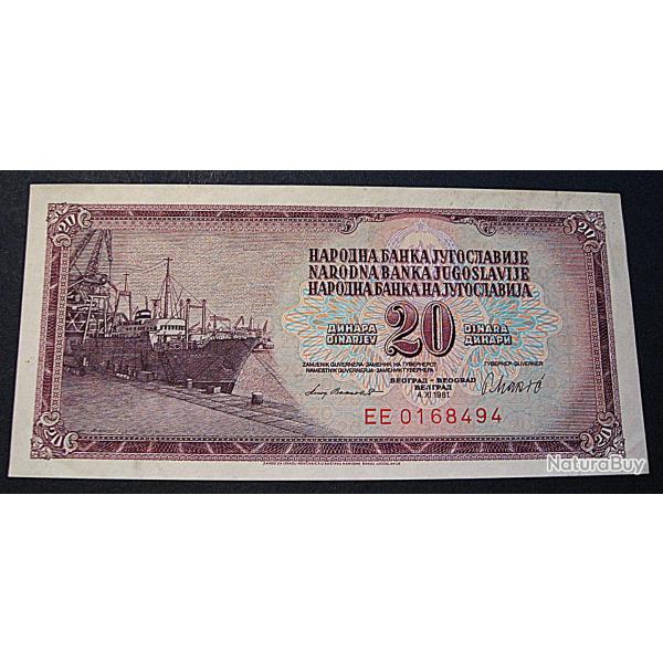 yougoslavie billet de 20 dinara 1981 sup