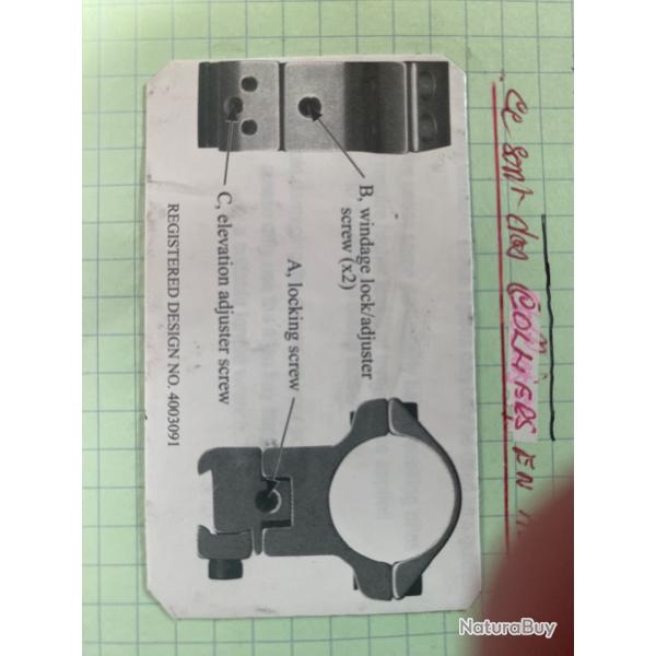 COLLIERS POUR FIXATION DE LUNETTES DE TIR