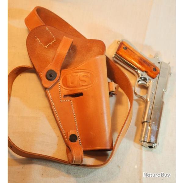 US ARMY Holster Colt 45 r�glementaire poitrine cuir WWII - EBR24CLT005