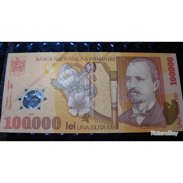 Roumanie, billet de 100000 lei  ttb+ 2001