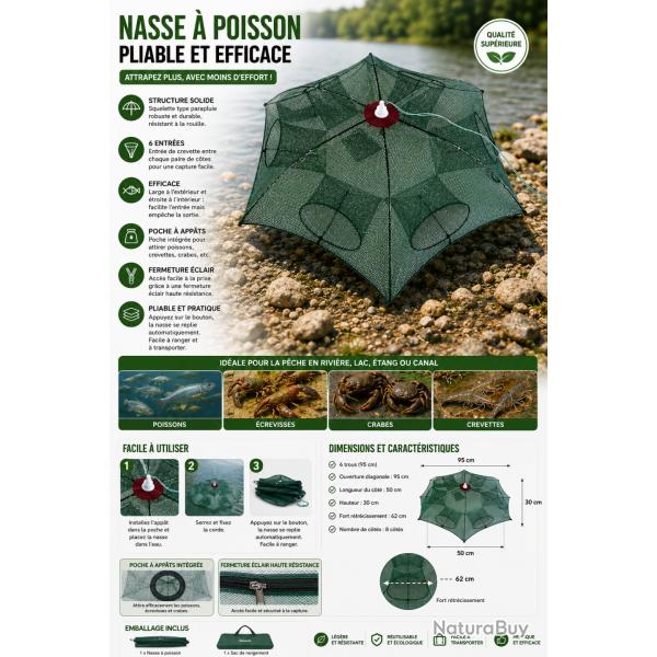 Nasse � Poissons Pliable - 6 Entr�es