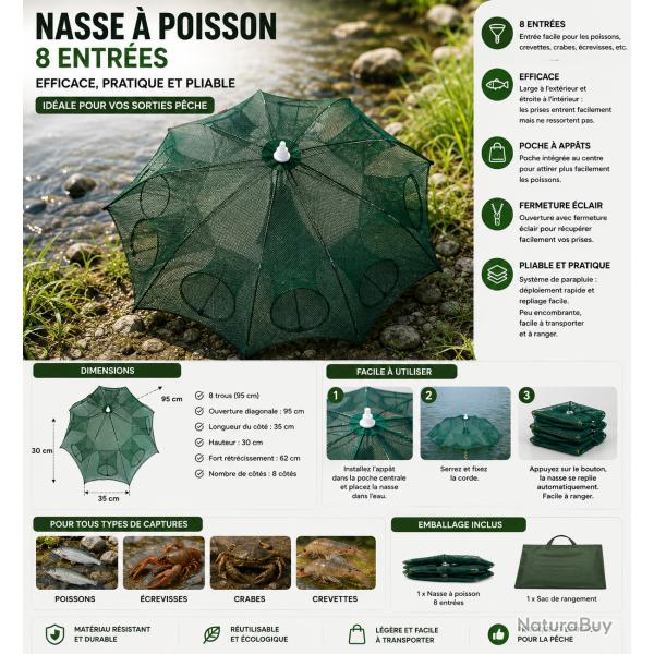 Nasse � Poissons Pliable - 8 Entr�es