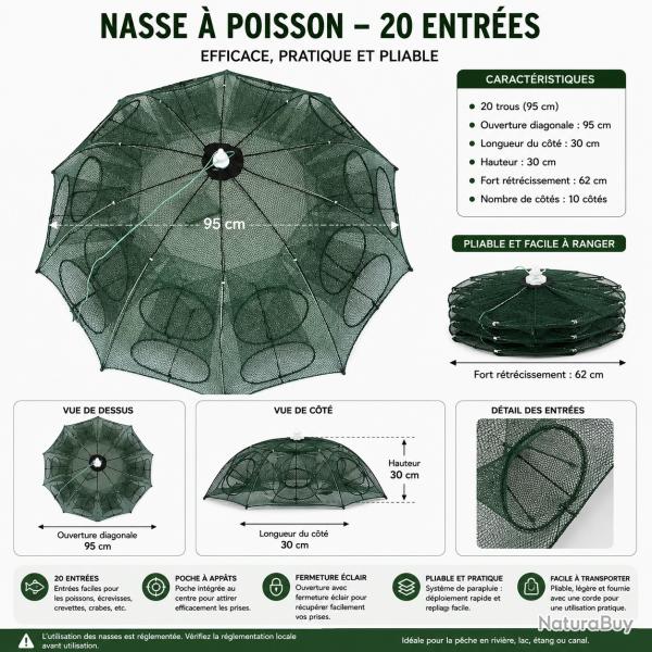 Nasse � Poissons Pliable - 20 Entr�es