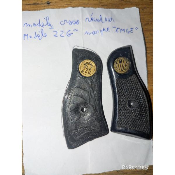 PLAQUETTES DE PISTOLET (la paire) revolver EMGE 22g A BLANC