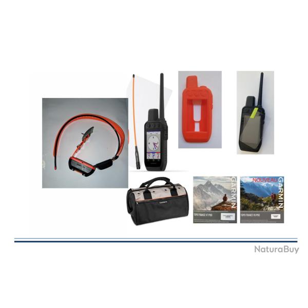 Garmin pack Alpha 300F avec collier T20 mini + coque silicone +verre tremp� +sac +carte topo 1/4 de 