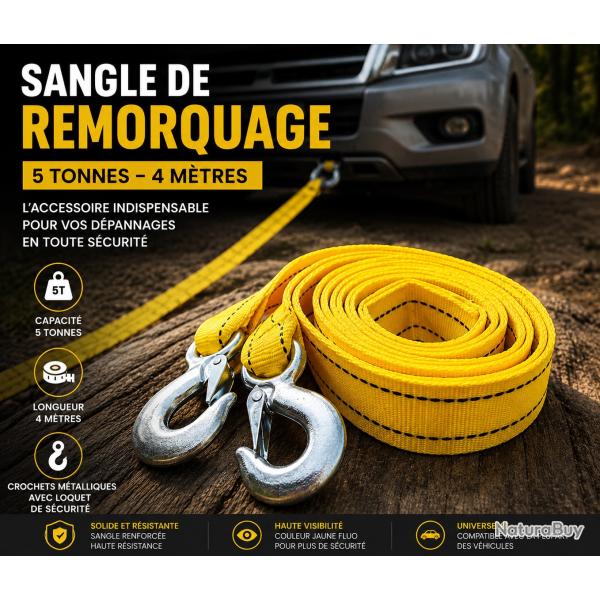 Sangle de Remorquage Renforc�e - 5 Tonnes - 4 M�tres