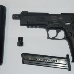 PISTOLET SEMI-AUTOMATIQUE MAUSER M20 CALIBRE 22 LR LONG RIFLE CANON FILET&Eacute; EXCELLENT &Eacute;TAT -