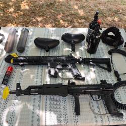 Lot 2 lanceurs paintball Tippmann Sierra One Tactical Edition et Valken Blackhawk full accessoires