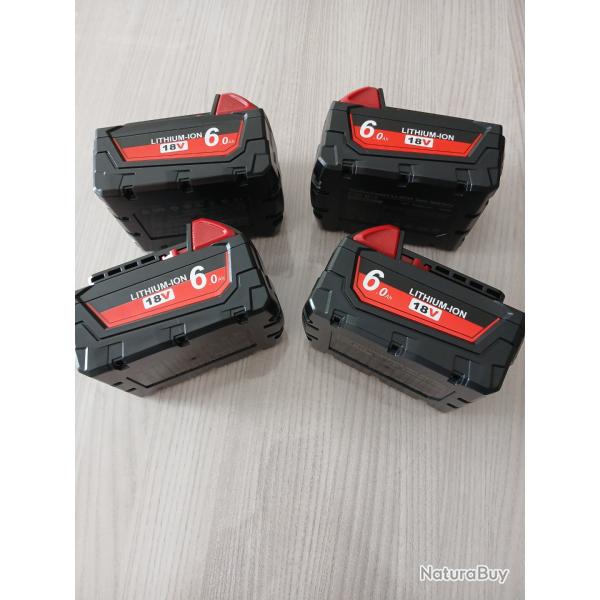 Lot de 4 batteries neuves compatible sur machine Milwaukee M18