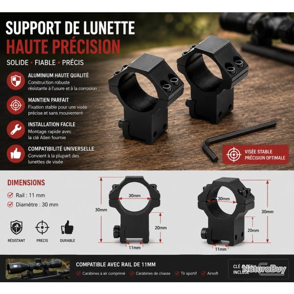 Paire de supports pour lunette de vis�e - Rail 11 mm - � 30 mm