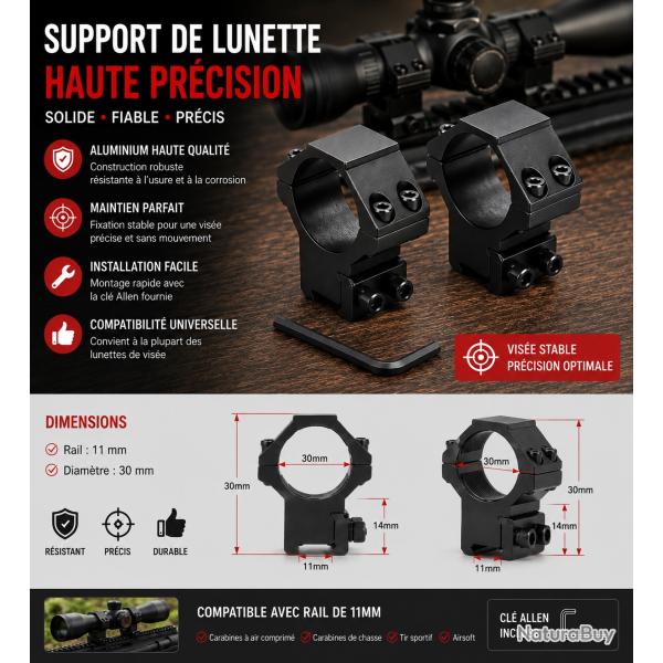 Paire de supports pour lunette de vis�e 1 - Rail 11 mm - � 30 mm