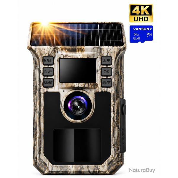 Cam�ra de chasse solaire 4K - SANS ABONNEMENT ni Wi-Fi - Sp�cial Zones isol�es