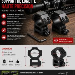 Paire de supports pour lunette de vis&eacute;e 1 - Rail 20 mm - &Oslash; 30 mm