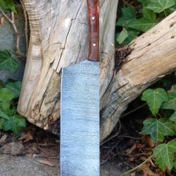 Couteau De Cuisine Santoku Lame Acier Damas 256 Couches Manche Bois/R&eacute;sine Fab Artisanale