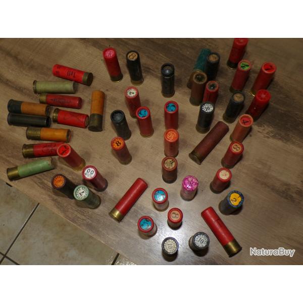 UN LOT de 60 CARTOUCHES de CHASSE ANCIENNES pour COLLECTION
