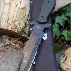 Couteau Tactical Lame Acier 3CR13 Tanto Demi Serrated Manche ABS &Eacute;tui Nylon 00