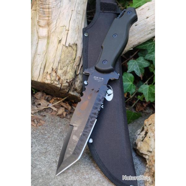 Couteau Tactical Lame Acier 3CR13 Tanto Demi Serrated Manche ABS �tui Nylon 00