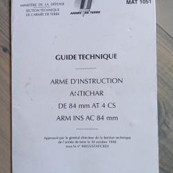Guide technique arme d'instruction antichar de 84 mm AT 4 CS ARM INS AC 84 mm
