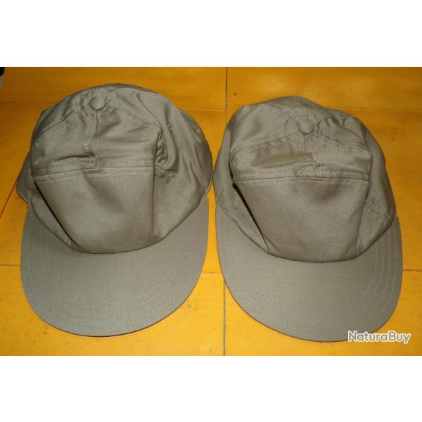 LOT DE 2 CASQUETTES BEIGE POUR ADULTE  100 % COTON , GRANDE TAILLE 56 - 62 ,  ETAT NEUF VOIR PHOTOS