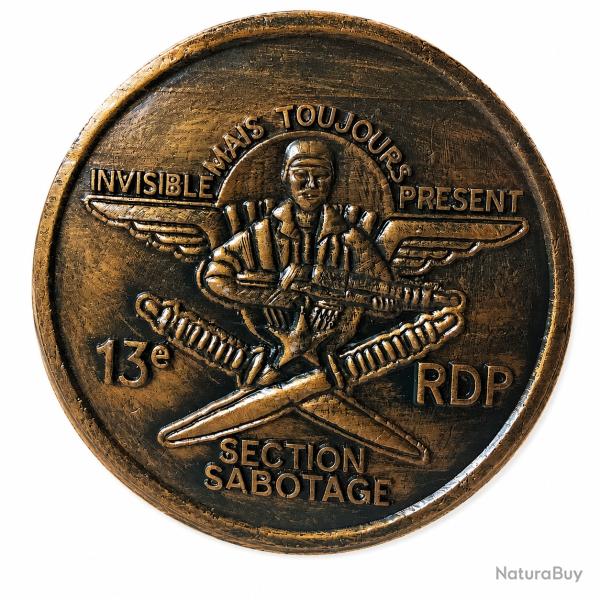 Bas relief patin� bronze Section Sabotage du 13� RDP