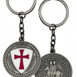 Porte cl&eacute;s  templier argent vielli