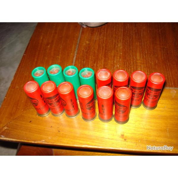 Lot de 14 cartouches � projectile caoutchouc dont  4 � chevrotines