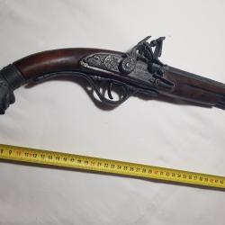 R&eacute;plique Pistolet &agrave; Silex Pirate XIXe/XXe - D&eacute;corative - Bois & M&eacute;tal -
