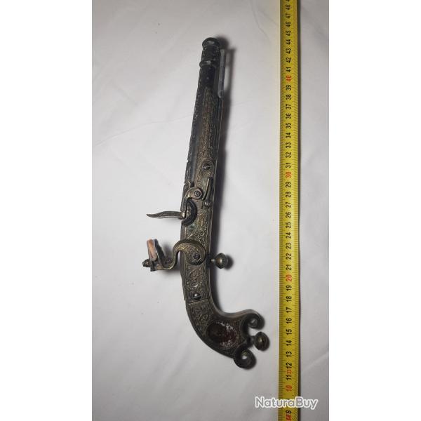 R�plique Pistolet � Silex Tout M�tal Grav� - Style XVIIIe - Collection