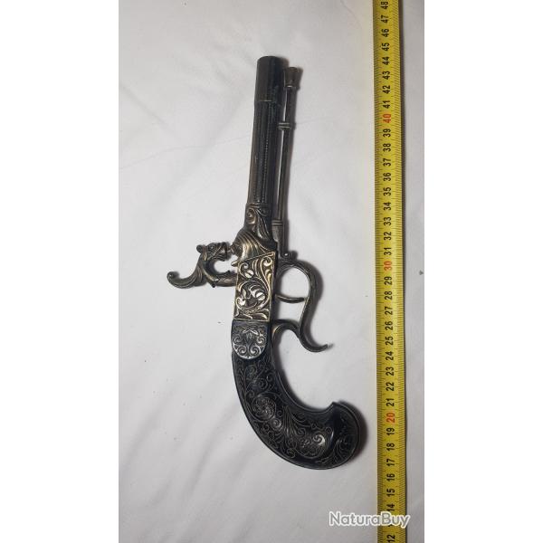 R�plique Pistolet de D�fense � Coffre - Tout M�tal - Enti�rement Grav� - Collection