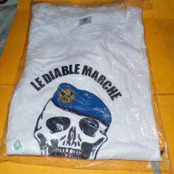 TROUPES DE MARINE : TEE SHIRT LE DIABLE MARCHE AVEC NOUS DES TROUPES DE MARINE  ,TAILLE  XXL ,  NEUF
