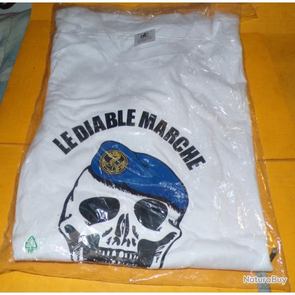 TROUPES DE MARINE : TEE SHIRT LE DIABLE MARCHE AVEC NOUS DES TROUPES DE MARINE  ,TAILLE  XXL ,  NEUF