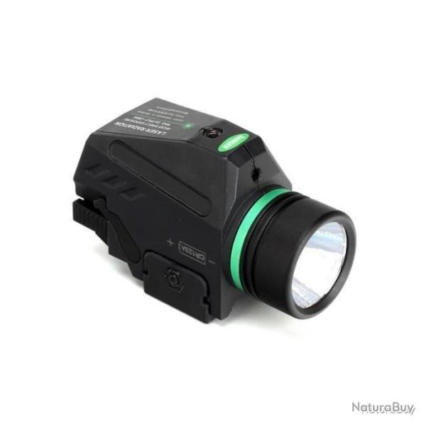 Vente flash !!! une Lampe torche + laser vert pour rail de ( 20 � 21 mm ) ( 150 LM )