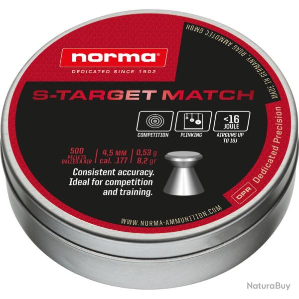 PLOMBS NORMA S-TARGET MATCH CALIBRE 5.5MM 0.91G x250