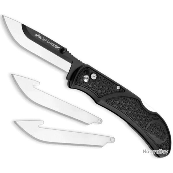 Couteau Outdoor Edge Onyx Lite Lame Acier 420J2 Manche Grivory Noir Lockback OEOX30C