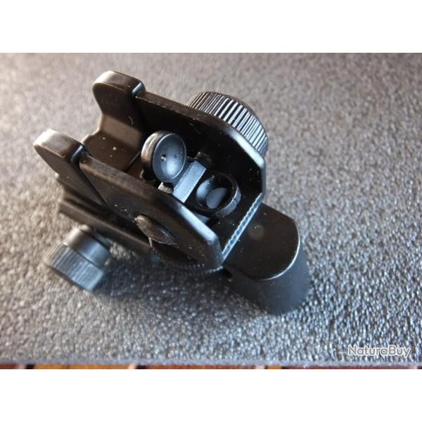 Hausse tactique - AR15, M16, M4 et autres - � double oeilleton finement r�glable en d�rive et �l�vat