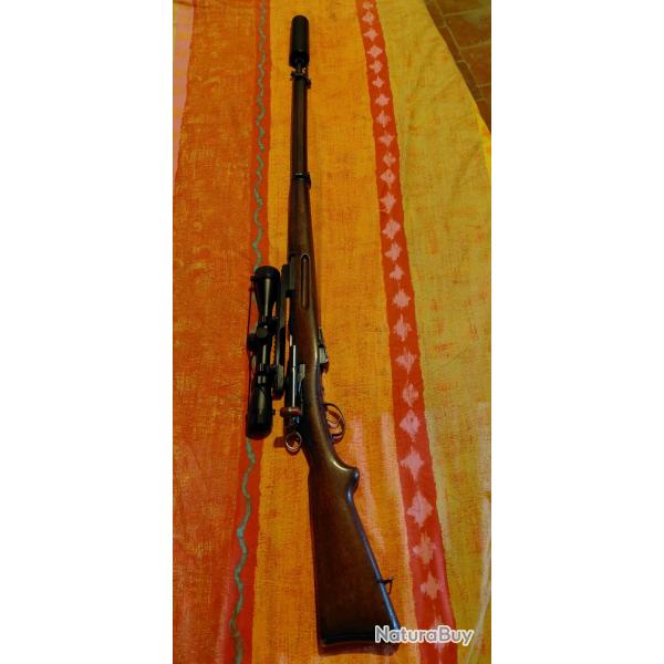 Fusil Schmidt Rubin G11, filet� avec rds Hausken, rail Picatinny. 7,5x55 Swiss GP11. Cat�gorie C