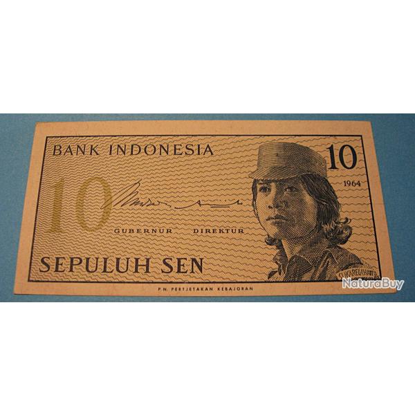 Indonesie , billet de 10 lima sen  sup 1964