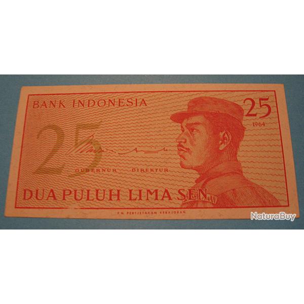 Indonesie , billet de 25 lima sen  sup 1964
