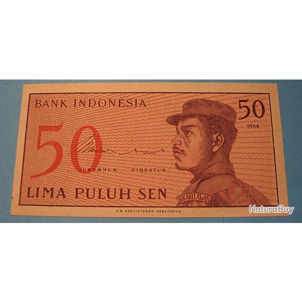 Indonesie , billet de 50 lima sen  sup 1964