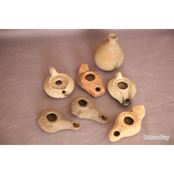 Lot arch�ologique de lampes � huile en terre cutie - Egypte, p�riode Romaine et Byzantine