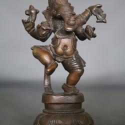 Ancienne statuette en bronze de Ganesh dansant - Inde, 20&egrave;me si&egrave;cle