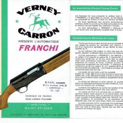 notice 7 pages fusil VERNEY CARRON ARC / FRANCHI (envoi par mail) - VENDU PAR JEPERCUTE (m2838)